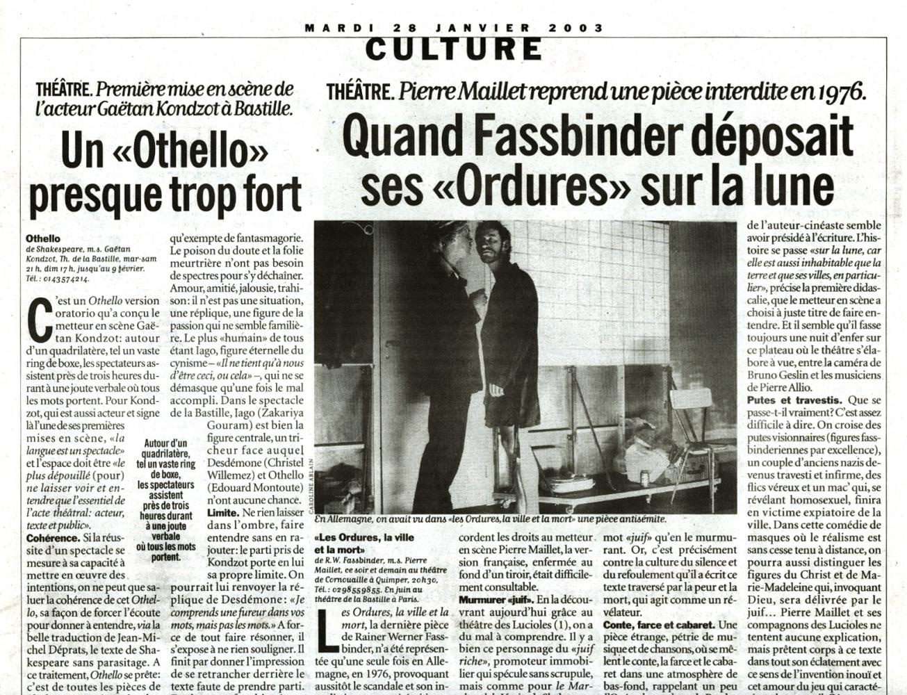Les Ordures, la ville et la mort / Les Lucioles / Libération / Janv 2003